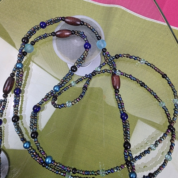 Kokopelli Handmade Beaded Aqua Blue Velvet Crossbody Pouch - Picture 2 of 4